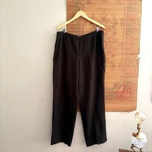 Armani Collezioni Black Linen Wide Leg Trouser Pants size XL 16